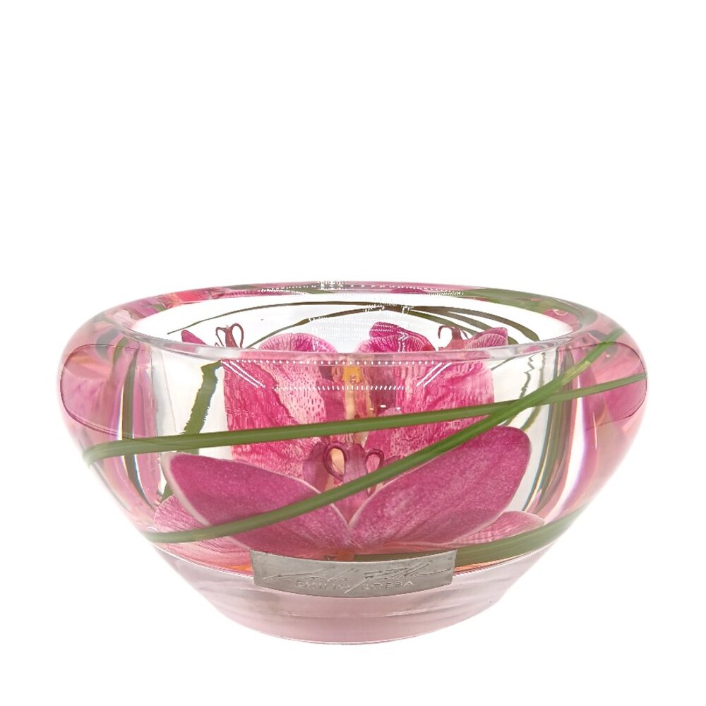 Emilio Robba Fuchsia Phalaenopsis Orchid Flower Bowl Elegant Handmade French New